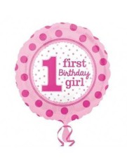 Balon 1First Birthday Girl 45x45 cm foto