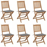 Set 6 Scaune Gradina Pliabile Lemn Acacia, cu Perne, Exterior