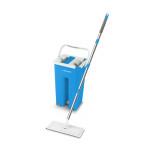 Set mop cu galeata, Esperanza Squeeze Mop Perfect Clean 96403, microfibra, rotire 360 grade, cuve separate pentru spalare si uscare