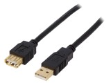 Cablu USB 2.0 A-A 1,8m negru cu mufă aurită