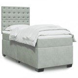 VidaXL Pat continental cu saltea, gri deschis, 80x200 cm, catifea 3290774