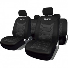 Set Huse Scaune Auto pentru Volvo V50 - Sparco Sport, negru, 9 bucati