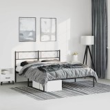 VidaXL Cadru de pat metalic cu tăblie, negru, 135x190 cm 372276