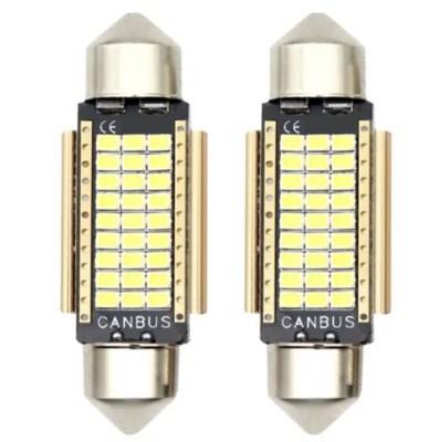 Set 2 Becuri LED Auto c5w Sofit 39mm Canbus pentru Plafoniera, Portbagaj, Lampi numar Lumina Alba, fara eroare in bord foto