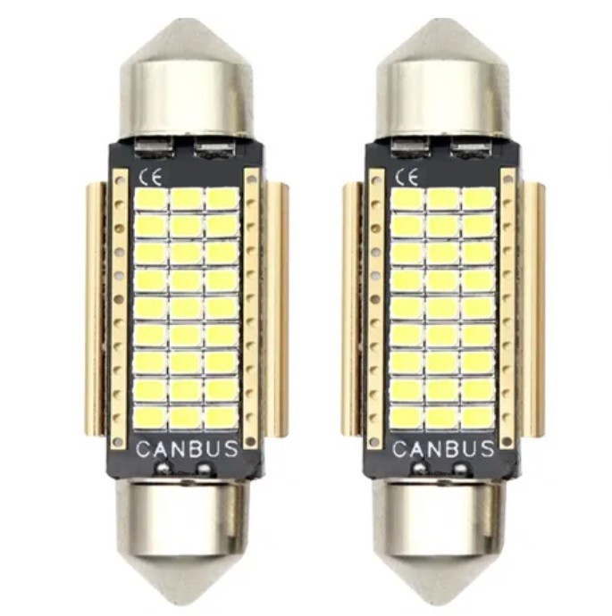 Set 2 Becuri LED Auto c5w Sofit 39mm Canbus pentru Plafoniera, Portbagaj, Lampi numar Lumina Alba, fara eroare in bord