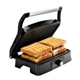 Gratar multifunctional 4 in 1 Hitte, 1500W,Tava detasabila,Deschidere 180&deg;,Termostat reglabil,argintiu/negru