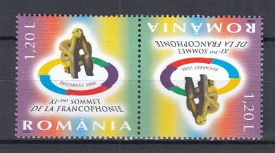 ROMANIA 2006 LP 1740 FRANCOFONIA SERIE TETE-BECHE MNH foto