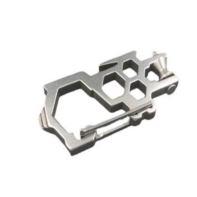 Breloc multifunctional, tip carabina, otel inoxidabil, 9 x 3.8 x 0.6 cm, argintiu foto