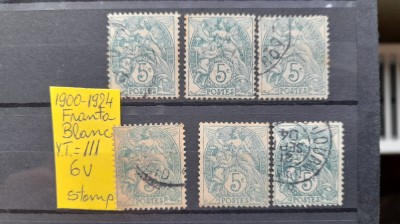 1900-1924 Franta Blanc Y.T.111 6 val.-stamp. foto