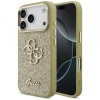 Husa pentru Apple iPhone 17 Pro, Guess, Fixed Glitter Big 4G Metal Frame, Aurie