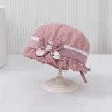 Boneta roz pudra din dantela - Elegance (Marimi palarii - sepci: 9-12 luni)