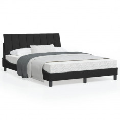vidaXL Cadru de pat cu tăblie, negru, 140x200 cm, catifea