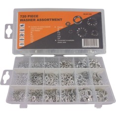 Set saibe blocare 720 piese, diverse marimi si modele, saibe crestate interior, grover crestate exterior