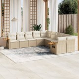 vidaXL Set canapele de grădină cu perne, 10 piese, bej, poliratan 3259594