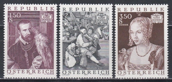 Austria 1971 - Comori de artă &icirc;n Austria, Picturi de Bruegel, Tizian, D&uuml;rer, MNH