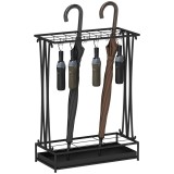 HOMCOM Suport pentru Umbrele din Oțel cu Tavă de Scurgere Detașabilă, 50x24x68 cm, Negru | Aosom Romania
