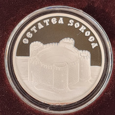 Moneda argint Moldova 100 lei 2012 Cetatea Soroca Proof Km 73