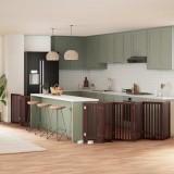 vidaXL Poartă c&acirc;ini pliabilă cu ușă 9 panouri maro, 450 cm, lemn plop 3155662