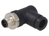 Conector TE Connectivity M12 5 pini 60V unghi 90&deg; IP67 cablu T4113402051-000