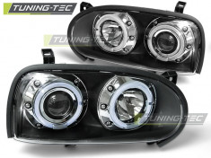 Faruri compatibile cu VW GOLF 3 09.91-08.97 ANGEL EYES Negru foto