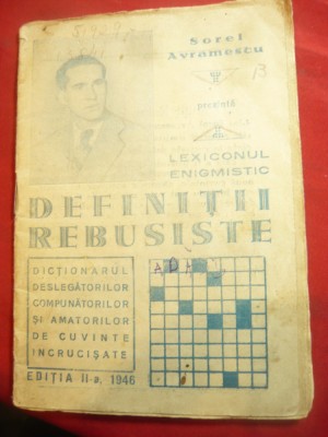 Sorel Avramescu - Lexicon Enigmistic - Definitii Rebusiste 1946 ,32 pag foto