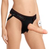 Set Ham Strap-On Si Dildo Cu Vibratii Easy Strapon, Natural, 19 cm, Lovetoy