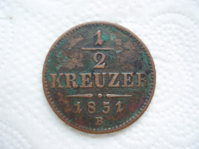 AUSTRIA - 1/2 Kreuzer 1781 B, Joseph II + 1/2 Kreuzer 1851 B, Franz Jos., LM1.36 foto