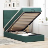 VidaXL Cadru de pat otoman cu saltele, catifea verde &icirc;nchis 100x200cm