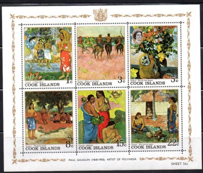 COOK Islands 1967, Arta, Pictura, Paul Gauguin, serie neuzata, MNH foto