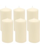 Set 6 lumanari Pillar, diametrul 60x130mm, crem, parafina