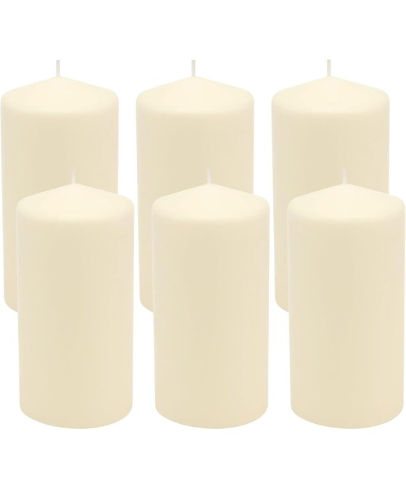 Set 6 lumanari Pillar, diametrul 60x130mm, crem, parafina