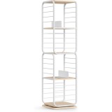 VASAGLE Biblioteca rotativa 360 grade, cadru metalic, cu 5 polite MDF, 43x43x158cm, alb Household NewTrend