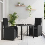 vidaXL Set de masă pentru grădină 3 pcs Negru poliratan 3380260