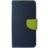 Husa tip carte cu stand Fancy Book bleumarin cu verde pentru Apple iPhone 14