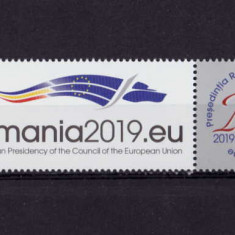 RO 2019 LP 2225 a "Presedintia RO la Consiliul UE ", serie cu vinieta ,MNH