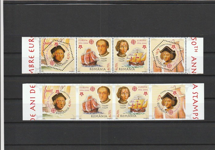 ROMANIA 2005 LP 1691 LP 1691 a LP 1691 b 50 ANI EUROPA CEPT SERII DANTELATA + NEDANTELATA + BLOC MNH NESTAMPILATE