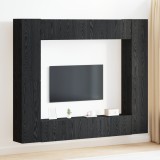 Set de 8 piese Cabinet TV Montat pe Perete din Stejar Negru Lemn Prelucrat, Stand TV Stejar Negru 80x30x30 cm fabricat din Lemn Prelucrat, Cabinete TV, vidaXL