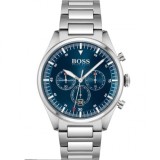 Boss Pioneer 1513867, Ceas Barbătesc 44mm Cronograf cu Baterie cu Brățară Metalică Argintie