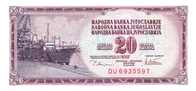 Yugoslavia 20 Dinari 1978 P-88a UNC foto