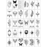 Set tatuaje temporare, 30 bucati, modele diferite, aplicare rapida cu apa, 10 x 6 cm, negru
