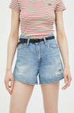 Levi&#039;s pantaloni scurți din denim femei, uni, high waist A4695.0001-LightIndig