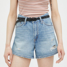 Levi's pantaloni scurți din denim femei, uni, high waist A4695.0001-LightIndig