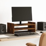 VidaXL Suport de monitor, stejar fumuriu, 50x27x20 cm, lemn prelucrat