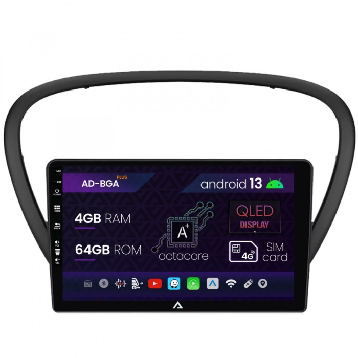 Navigatie Peugeot 607 (2004-2011), Android 13, A-Octacore 4GB RAM + 64GB ROM, 9 Inch - AD-BGA9004+AD-BGRKIT266V4