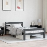 VidaXL Cadru de pat, gri &icirc;nchis, 100x200 cm, lemn masiv de pin