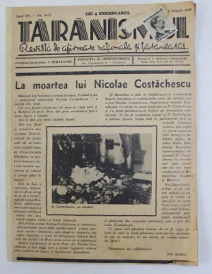 TARANISMUL , REVISRTA DE AFIRMARE NATIONALA SI TARANEASCA , ANUL XV , NR. 14-15 , 1 AUGUST , 1939 foto