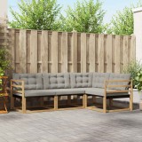 vidaXL Set de canapele de exterior cu pernă 4 pcs Alb și gri deschis 3388625