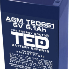 Acumulator AGM VRLA 6V 6.1A 70mm x 48mm x h 101mm F1 TED Battery Expert Holland