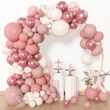 Cumpara ieftin Set baloane 124 piese, roz, alb, rose, ciclam decor elegant pentru aniversare, botez, nunta sau baby shower, baloane latex premium diferite dimensiuni