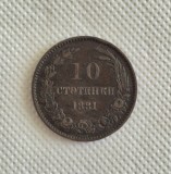 Moneda de 10 stotinki din 1881, Heaton, ciculata